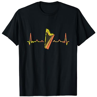 Harfe Herzschlag Harfen Herzlinie Herzfrequenz T-Shirt