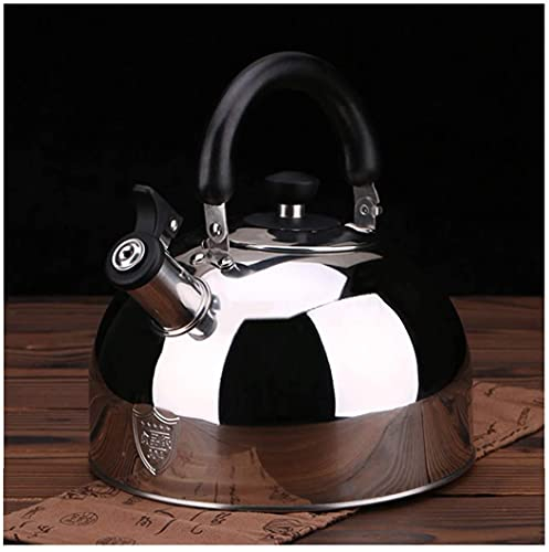 ZHANGZONG Bouilloire INOX Théière en Fonte Bouilloire sifflante Théière à sifflet en Acier Inoxydable, Plaque de Cuisson, 3L/4L/5L/6L.pour Les Restaurants de Bureau à Domicile.Universel pour TOU