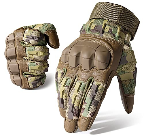 WTACTFUL Guantes tácticos de Motocicleta con Pantalla táctil para Hombres, Airsoft Paintball Ciclismo Moto de traviesa Caza Senderismo Equitación Trabajo al Aire Libre Guantes S Camo