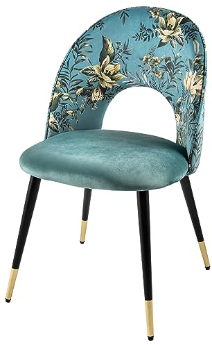 Stuhl PRÊT-À-PORTER - 48cm - türkis - Samt Metall-Beine Gold-Finish