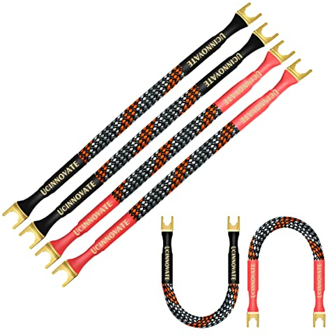 Cavo di collegamento per altoparlanti HiFi da 4 x 8 pollici con forcella, piastre jumper per altoparlanti a due fili, cavo da ponte 11 AWG a terminale