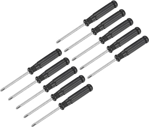 sourcing map Mini Cruciforme Tournevis, 3.0mm Croix Tête avec Noir Poignée pour Petit Appareils électroménagers, 10 Pcs