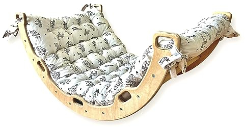 Kidodido Kletterbogen –Montessori – Bogen mit Kissen | Wippe für Drinnen | Bogenwippe für Kinder | Unisex Drinnen und Draußen Kleinkind Kletter Bogen (Klein Kletterbogen mit Origami Kissen)