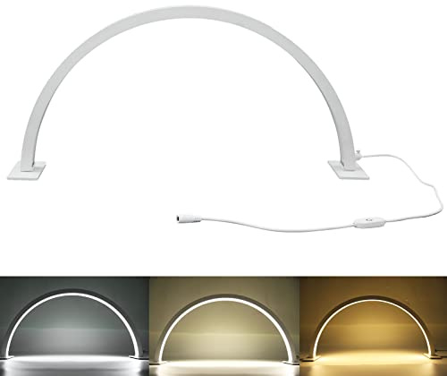 Jectse Lampada da Tavolo per Unghie a Mezzaluna da 28 Pollici, Lampada a Mezzaluna da Tavolo da 35 W, 3 Colori Dimmerabili All'infinito 3000‑6000K luminosità Regolabile, Lampada per (Spina UE)
