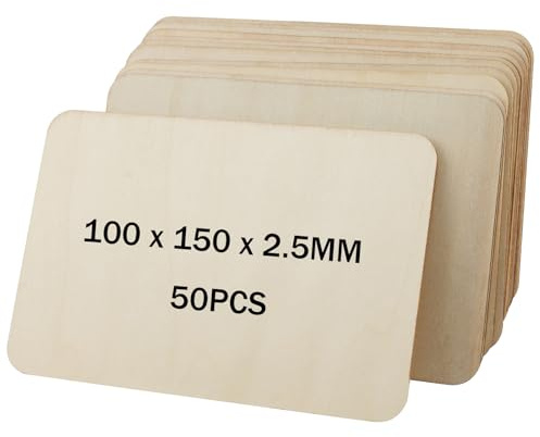 HAKZEON 50 PCS 100 x 150 x 2.5 mm Balsa Wood Sheets, Unfinished A6 Basswood Sheets, Thin Plywood Board Rectangle Wood Pieces Wooden Rectangles for DIY Painting, Art and Crafts, Home Decor
