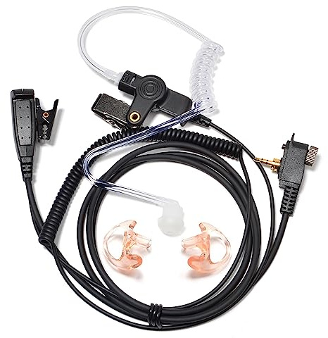 HYS Funkgerät Ohrhörer Kompatibel für Motorola MTH650 MTH850 MTP850 | Kopfhörer für MTH500 MTH600 MTH800 MTS850 Security Headset mit Schallschlauch und PTT-Taste (Typ 2)