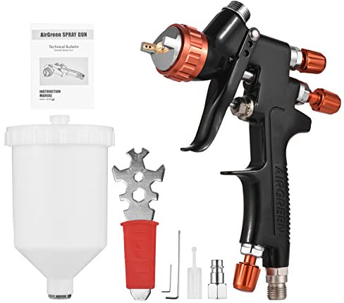 KOCAN Gravity Feed Air Spray Gun, HVLP Air Spray Gun Kit 1.3mm Nozzle 600ml Fluid Cup Gravity Feed Air Paint Sprayer Mini Handheld Paint Spraying Gun for Car Furniture Surface Wall Painting DIY Model