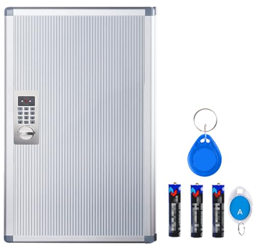 Weyot Schlüsselschrank Metall Mit Haken Und Etikett,Notschlüsselkasten Silber Mit Elektronikschloss An Der Wand Montiert Schlüsselversteck, Für Büro Garage,48 bit