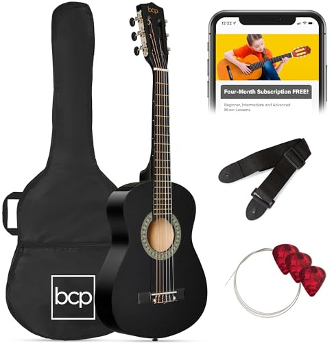 Best Choice Products 30in Kids Acoustic Guitar Beginner Starter Kit with Strap, Case, Strings - Black