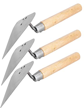 HOMSFOU 3pcs Triangle Trowels with Wooden Handle Durable Construction Spatula for Efficient Drywall and Concrete Work for Masonry and Diy Projects