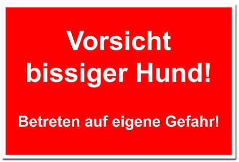 BUEWA Schilder Vorsicht bissiger Hund Warnung Hinweisschild Hartschaum 30x20 cm