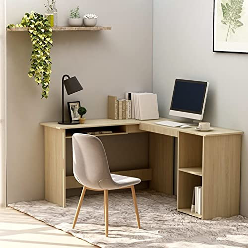 Gecheer Eckschreibtisch L-Form Sonoma-Eiche 120x140x75 cm Holzwerkstoff