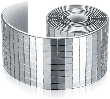 1 Rotolo/1600 Pezzi Mosaico Adesivo Specchiato, Piastrelle a Specchio Mini per Artigianato Fai Da Te Bagno Cucina