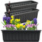 Hausfelder Blumenkasten 3er Set mit Wasserspeicher und Wasserstandsanzeige, Balkonkasten mit Bewässerungssystem für Innen und Außen, Pflanzkasten Fensterbank (Anthrazit-Schwarz, 60cm lang - 3er Set)