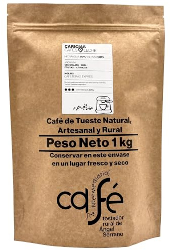 CAFE SIN INTERMEDIARIOS - Caricias - Café de Honduras para cafetière expresso 1Kg - Torréfaction hebdomadaire - Emballé et moulu a l'expédition - Intensité de saveur elevada