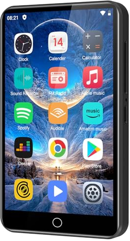 Lecteur Mp3 avec Spotify, Lecteur Mp3 ZAQE 80GB avec Bluetooth et WLAN，Mp4 avec Musique Amazon, Audible,Deezer, écran Tactile 4 Pouces, Lecteur Mp4 pour Enfants（Noir）