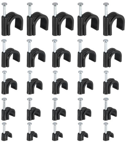 QUARKZMAN 500 Pack Mini Wire Cable Nail Clips 4/6/8/10/12Mm Clip Rotonda da Parete per La Gestione Dei Cavi Apparecchi Cavo Coassiale Ethernet e Cavi di Prolunga 1 Set