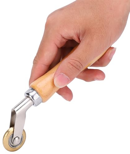 ZAWELIYO andrückrolle dachdecker, Professionelle Messing-Handwalze Zum Schweißen von Membrannähten, Ergonomischer 5-Zoll-Holzgriff, für PVC und Werbestoff