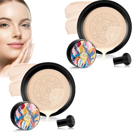 2024 New Mushroom Head Air Cushion CC Cream, BB Cream Foundation Full Coverage, Air Cushion BB and CC Cream Foundation, Mushroom Head Bb Cc Cream Makeup Long Lasting Matte Concealer (Ivory*2)