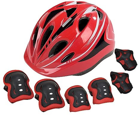 Illkjasfc Kinder Sporthelm Set Mit Knieschützern Handgelenkschützern Ellenbogenschützern Verstellbarer Helm Für Rollschuh Fahrradfahren