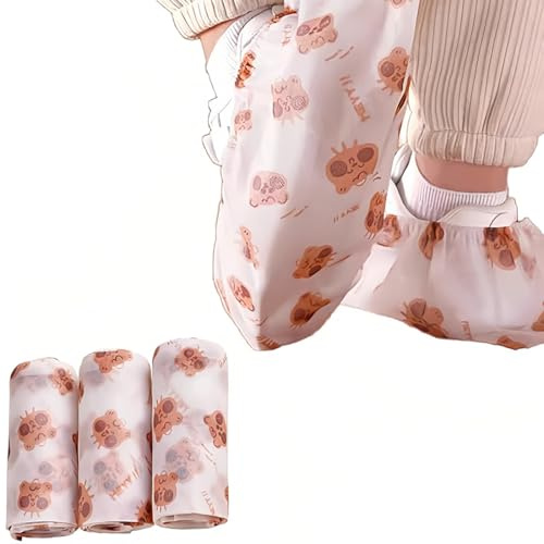 50 PCS Schuhüberzieher, Schuhüberzieher Einweg Cartoon-Einmal Druck, Überschuhe mit wasserdichter Sohle, Mehrweg Überzieher extra stark, Schuhschutz Überzug rutschfest, 14.5x40 cm