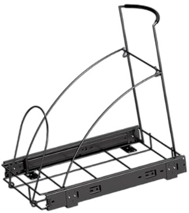 Folpus Support de poubelle coulissant, sous armoire, cuisine, robuste, support coulissant pour poubelle, support de poubelle coulissant pour armoire, Noir