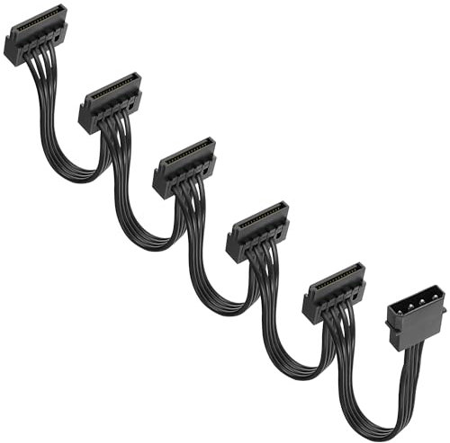 XMSJSIY 4 Pin IDE to SATA Power Cable IDE Male to 5 x 15 Pin SATA Female Splitter Power Supply Cable Converter to SATA Extension Cable for DIY PC Server Hard Drive Hard Disk