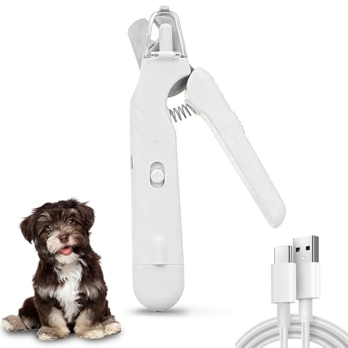 KOLGEIKJ Lichtschere Pro, 2 in 1 Krallenschere für Hunde, Krallenschere | Krallenschere Katzen mit Auffangbehälter, Nagelknipser mit Licht, für Sichere Pfotenpflege, Spritzschutz für Haustier Hunde
