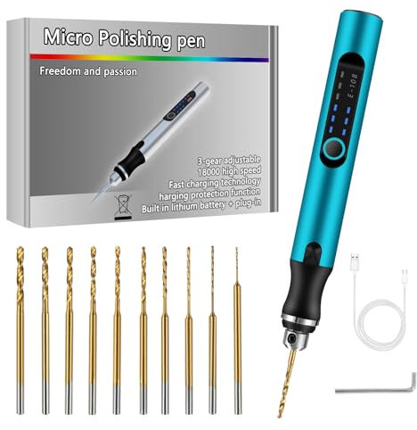 Comius Sharp Mini Taladro Eléctrico de 3 Velocidades, USB Recargable Taladro Manual Eléctrico 10 Taladro Helicoidal (0.6-2.2 mm), DIY Juego de Brocas para Resina, Joyas, Plástico, Madera (Azul)