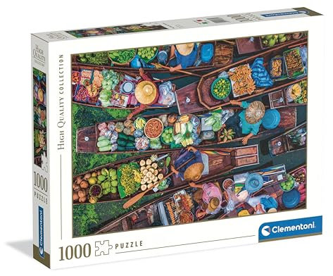 Clementoni - Puzzle 1000 Pezzi per Adulti e Ragazzi, Collection, Tema Mercato Fluttuante Thai, Idea Regalo Uomo e Donna Made in Italy, 70x50 cm, 39882