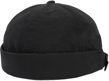 QKURT Docker Hat for Men, Summer Quick-Drying Thin Solid Color Retro Beanie Brimless Sailor Cap Rolled Cuff Worker Sailor Hat Adjustable Fisherman Docker Cap