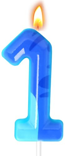 Cartoon Blue Birthday Candle, Number Candles for Cake Topper, Birthday Decoration, Cartoon Party Supplies (Blue, Number 1)