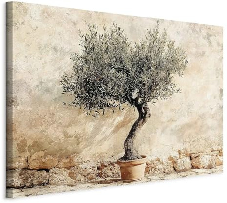 murando - Tableau Décoration Murale Salon, Beige un Fond Rustique, 60x40 cm | Clous Inclus, Impression sur Toile, Tableaux, Posters et Arts Décoratifs, Cadre en Bois, Olivier, Résistant à la Décoloration