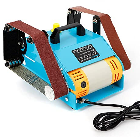 Bandschleifer Polierer Messermacher 950W 800-6000RPM 0-180°, Elektrische Bandschleifmaschine mit Doppelbandschleifer, Schleifband Schleifer Tischschleifmaschine