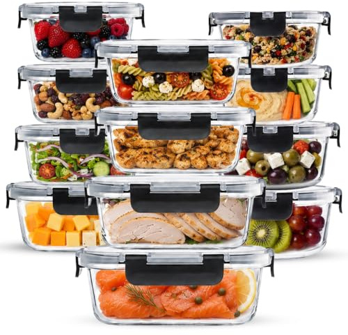 KADAX 12er Set Vorratsdosen mit Deckel, verschiedene Größen von 320 ml bis 1040 ml, luftdicht & auslaufsicher, Meal Prep Boxen, Vorratsbehälter für Küche & Gefrierschrank