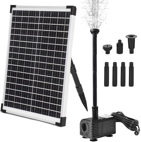 ECO-WORTHY Solar Water Fountain Pump Kit 449 GPH Flow 25W Adjustable Dry-Run Protection Solar Pond Pump Monocrystalline Solar Panel Powered Water Pump for Ponds, Garden, Waterfall, Pool, Birdbath