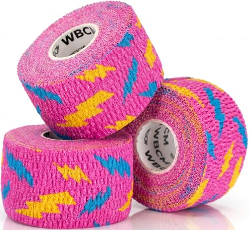 WARM BODY COLD MIND 1,5” Premium lyfttumme för tyngdlyftning - krokgrepp för styrkelyft, styrke- och crossträning, marklyft, tyngdlyftning, atletisk fingerlindning (Rosa Thunder, 3 Rullar)