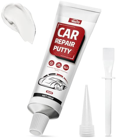 Miioto 100ml Auto Spachtelmasse, Kunststoff Spachtelmasse, Kfz Spachtelmasse, Spachtelmasse Auto Ideal für Kfz Automobile Andere Restaurierungen bei Dellen Beulen, Weiß (Verbesserte Version)