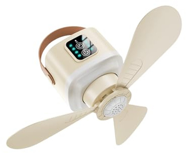 Petit ventilateur de plafond portable pour camping en plein air, intérieur ou extérieur, avec lumière LED et télécommande