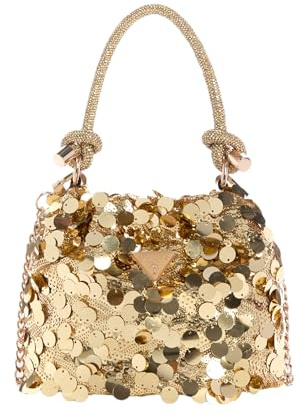 GUESS Abendtasche Umhängetasche Holiday Shine Pochette Mini Gold goldfarben