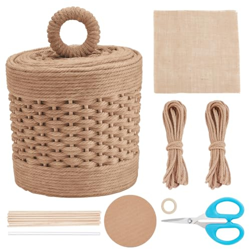 FREEBLOSS DIY Makramee Korb Set Für Anfänger Mit Anleitung Beigefarbene Baumwollkordel Korbflecht Bastelmaterial Für Erwachsene Handgefertigte Aufbewahrungskörbe Geschenk