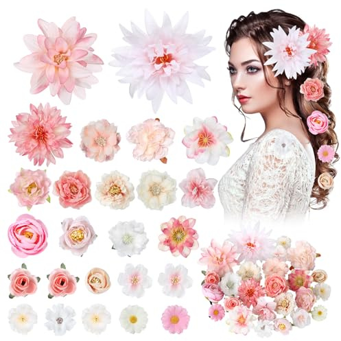 25 Stück Blumen Haarspangen Set, Haarklammer Blume, Blumen Haarklammer, Haarspangen Damen, Rutschfeste Krokodilklammern, Boho Haarschmuck, für Party, Hochzeit und Alltag