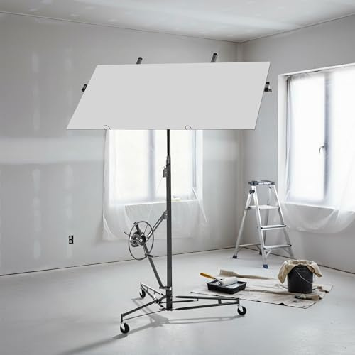 Plattenheber Trockenbau, Plattenlift Bis Max. 68 kg, Höhe 180-470 cm, 60-Grad-Neigung, mit 3 Bremsrädern, Hebevorrichtung Lastenheber für Decken und Wände, Grau, HD26041502