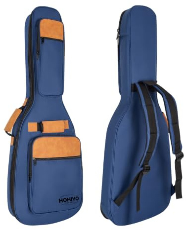 Electric Guitar Bag 41 Inch – Waterproof Padded Gig Case with 2.2cm Thick Foam, Detachable Neck Support & Large Music Pocket, Fits 39 Electric Guitars for Daily Practice and Travel – Navy Blue