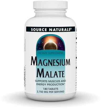 Source Naturals Magnesium Malate - 3750mg Per Serving - Essential Magnesium Malic Acid Supplement - 180 Tablets