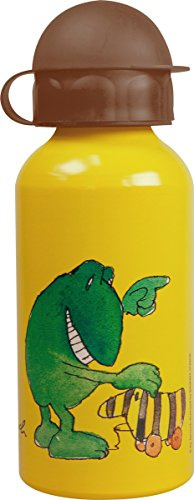 Trinkflasche mit Janosch Motiv, aus Aluminium, bpa- und phthalatfrei, Fassungsvermögen Circa 400 ml, ideal für Unterwegs, Schule und Sport, für Jungen und Mädchen