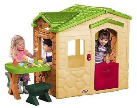 Little Tikes Casetta Picnic nel Giardino, Gioco all’Aria Aperta, 20 Accessori, Campanello Interattivo con Effetti Sonori, Stimola la Fantasia, Per Bambini dai 18 Mesi ai 5 Anni, Neutro