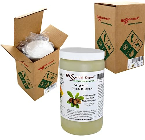 Essential Depot Shea Butter - 32 oz. - 2 lbs - Organic - Unrefined - In resealable safety sealed HDPE Jar