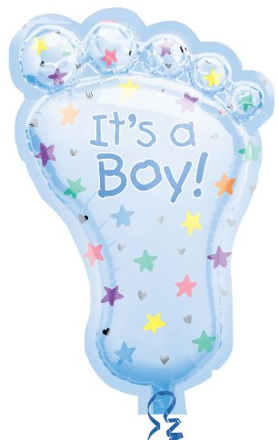 Amscan 07688 01 - Super Shape Folienballon Fuß It's a Boy!, Größe 82 cm, Volumen 40 Liter, Heliumballon
