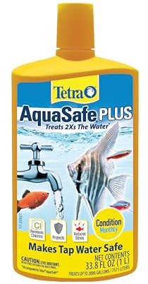Tetra AquaSafe Plus, Aquarium Water Conditioner And Dechlorinator, 33.8 Ounces